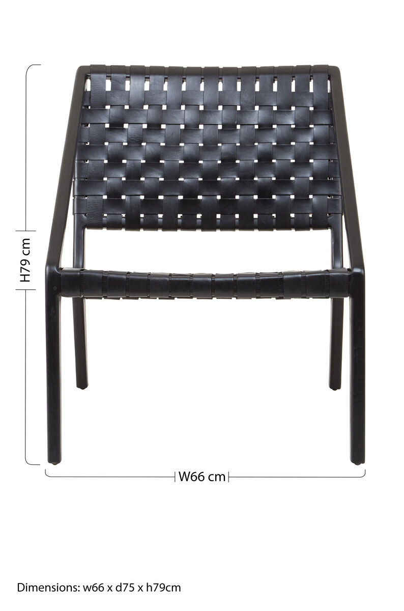 Kendari Black Cow Leather Woven Chair - PN Home