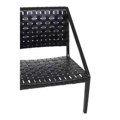 Kendari Black Cow Leather Woven Chair - PN Home