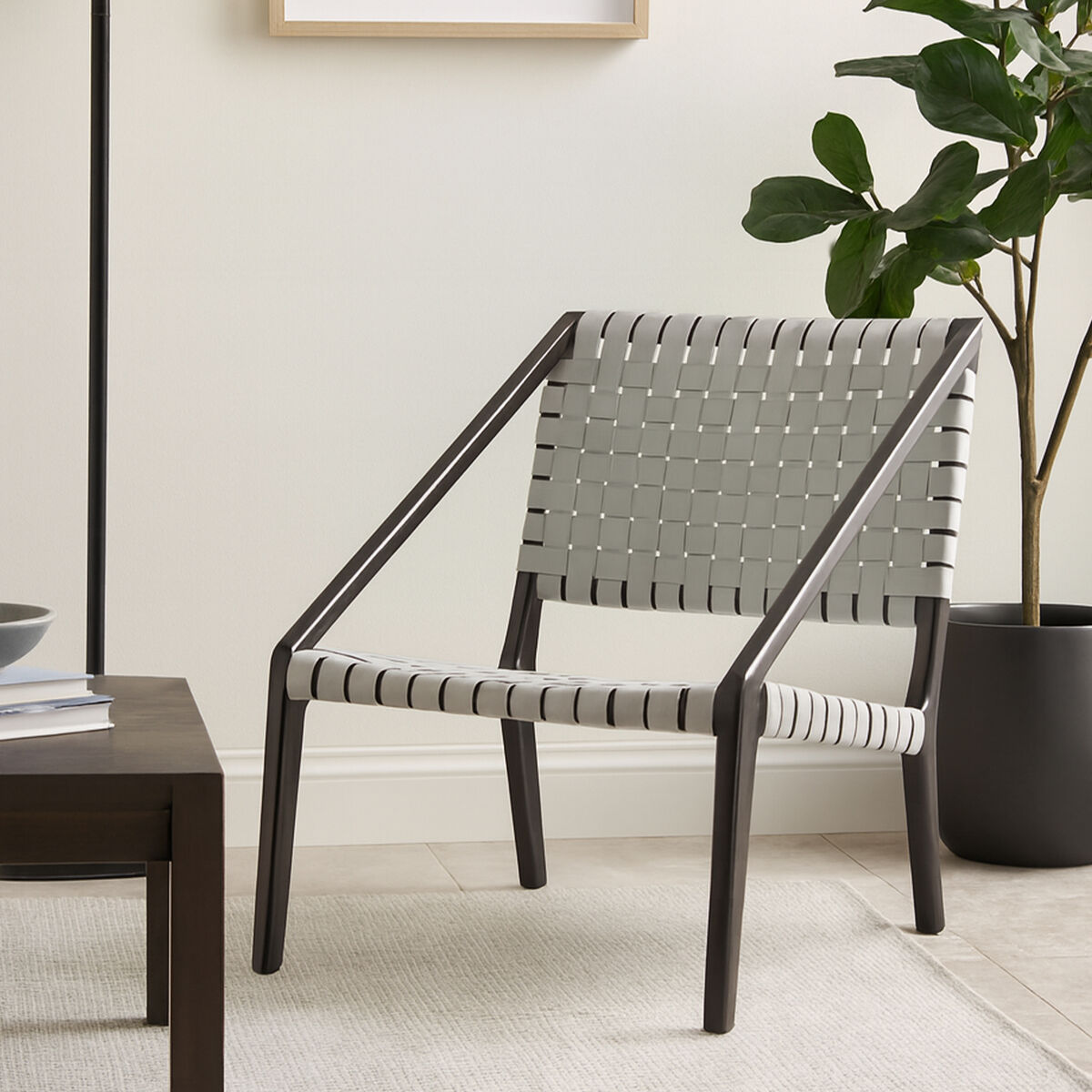 Kendari Grey Leather Woven Chair - PN Home