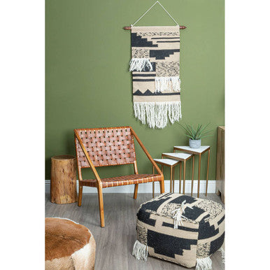 Kendari Tan Strapped Leather And Teak Chair