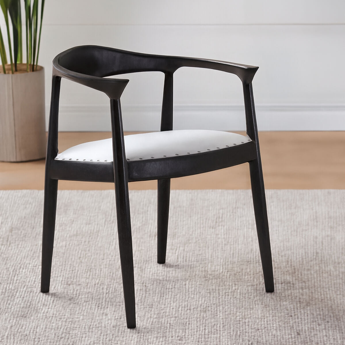 Kendari Open Back Grey Leather Chair - PN Home
