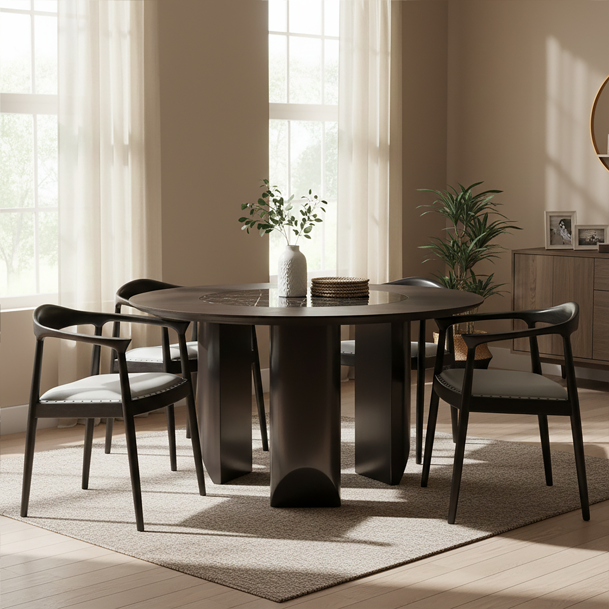 Kendari Open Back Grey Leather Chair - PN Home