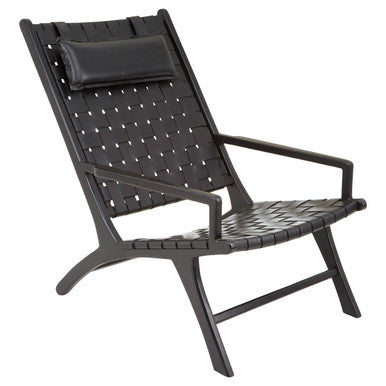 Kendari Black Leather Woven Chair - PN Home
