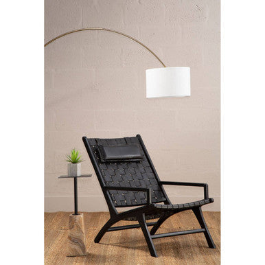 Kendari Black Leather Woven Chair - PN Home