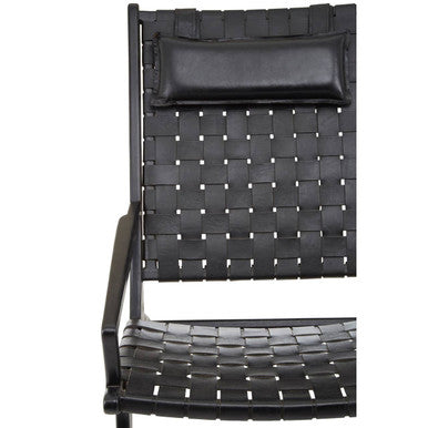 Kendari Black Leather Woven Chair - PN Home