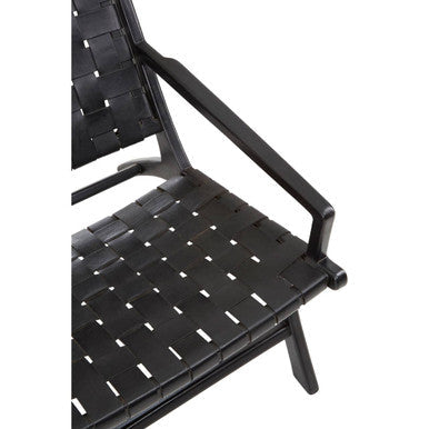 Kendari Black Leather Woven Chair