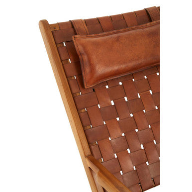 Kendari Teak Wood And Woven Leather Chair - PN Home