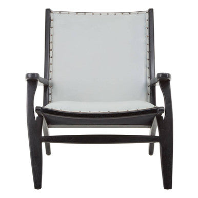 Kendari Grey Leather and Teak Wood Chair - PN Home