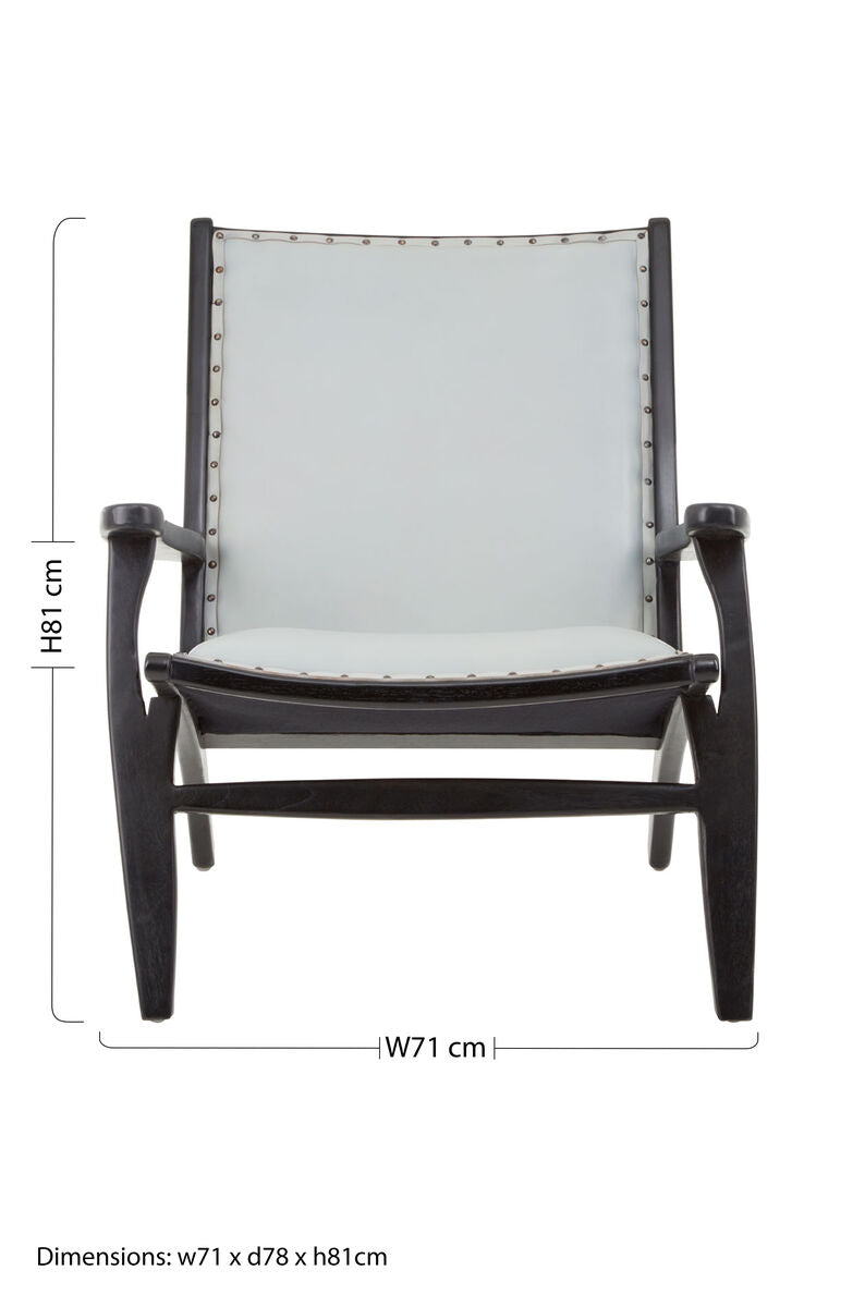 Kendari Grey Leather and Teak Wood Chair - PN Home