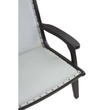 Kendari Grey Leather and Teak Wood Chair - PN Home
