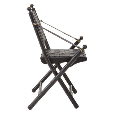Kendari Black Strapped Leather And Black Teak Wood Chair - PN Home