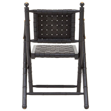 Kendari Black Strapped Leather And Black Teak Wood Chair - PN Home