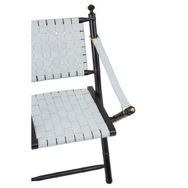 Kendari White Leather And Black Teak Wood Chair - PN Home