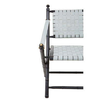 Kendari White Leather And Black Teak Wood Chair - PN Home