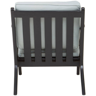 Kendari Grey Leather and Black Teak Wood Armchair - PN Home