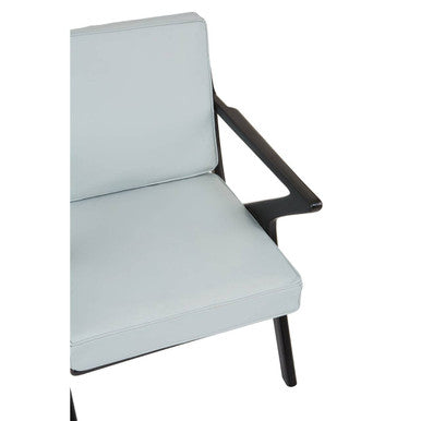 Kendari Grey Leather and Black Teak Wood Armchair - PN Home