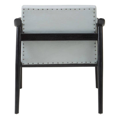 Kendari Grey Leather Armchair with Black Teak Wood Frame - PN Home