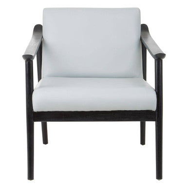Kendari Grey Leather Armchair with Black Teak Wood Frame - PN Home