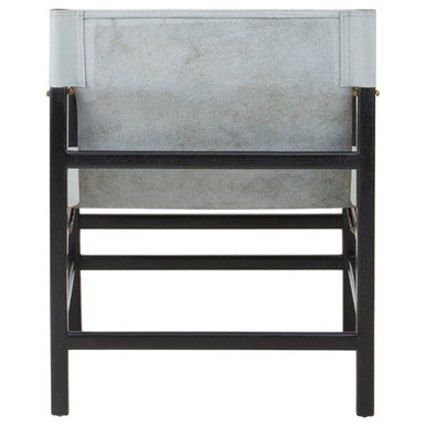 Kendari Grey Leather and Black Teak Wood Chair - PN Home