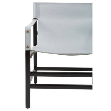 Kendari Grey Leather and Black Teak Wood Chair - PN Home