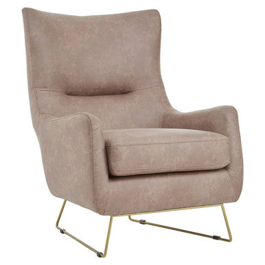 Henry Light Brown Faux Leather Armchair - PN Home