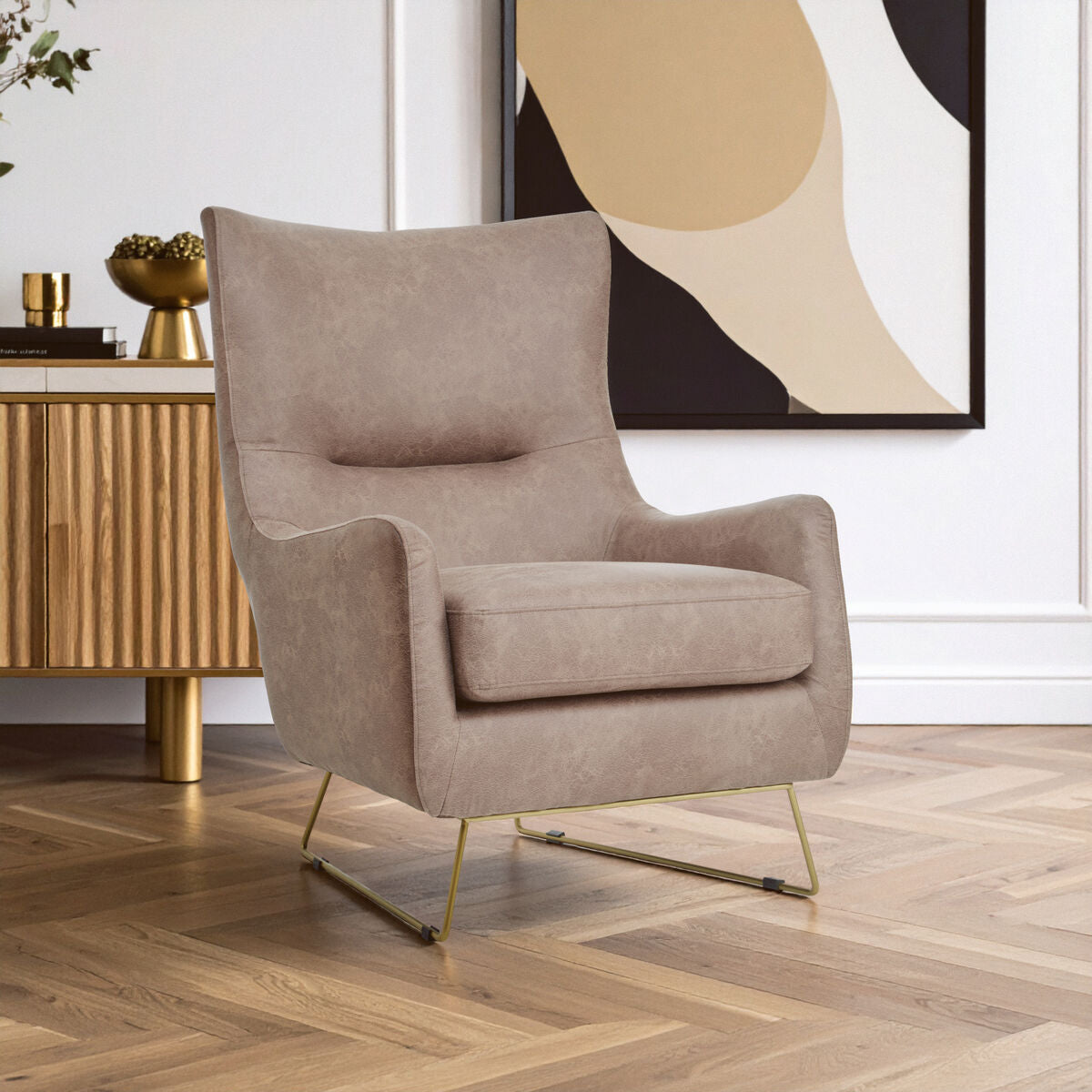 Henry Light Brown Faux Leather Armchair - PN Home
