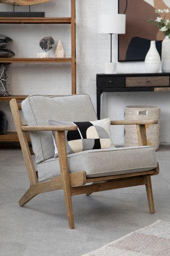 Harry Grey Linen oak frame Armchair - PN Home