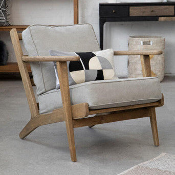 Harry Grey Linen oak frame Armchair - PN Home