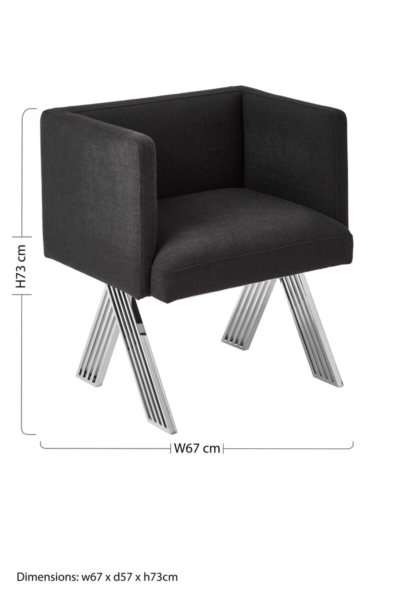 Piermount Black Dining Chair with Silver Legs - PN Home
