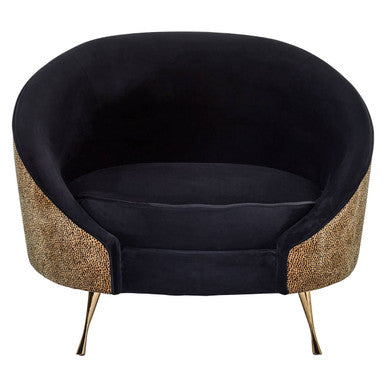 Manhattan Black Velvet and Leopard Print Cocoon Chair - PN Home
