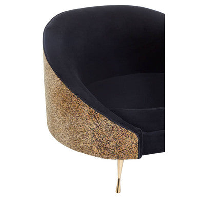 Manhattan Black Velvet and Leopard Print Cocoon Chair - PN Home