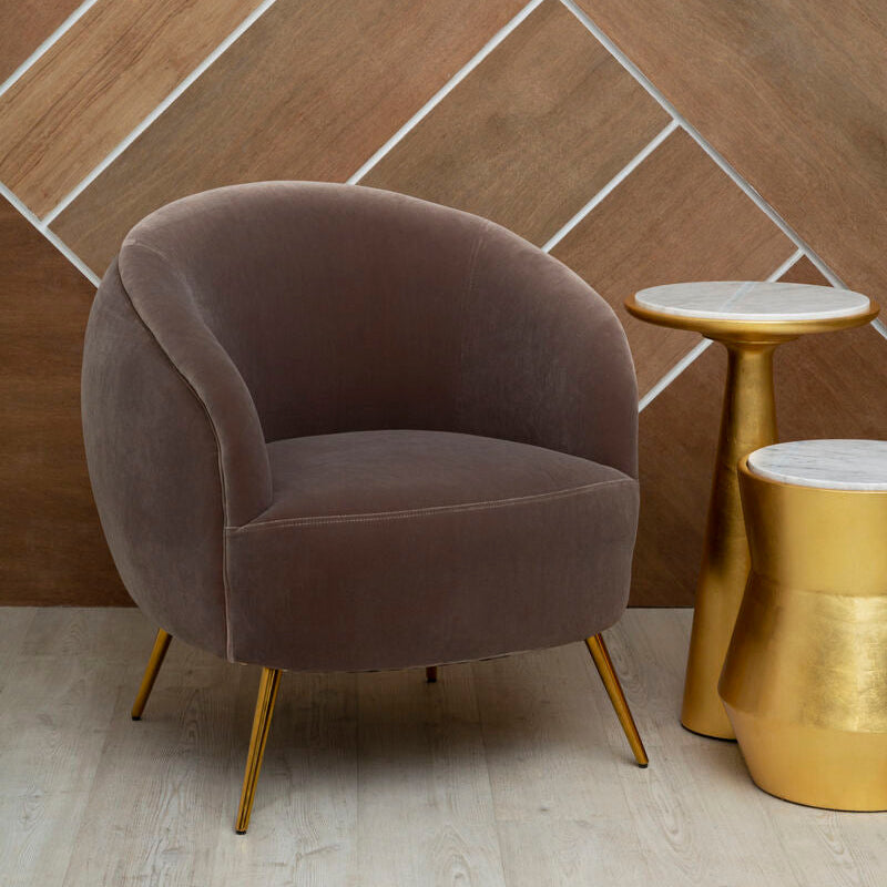 Manhattan Mink Velvet Curved Accent Chair - PN Home