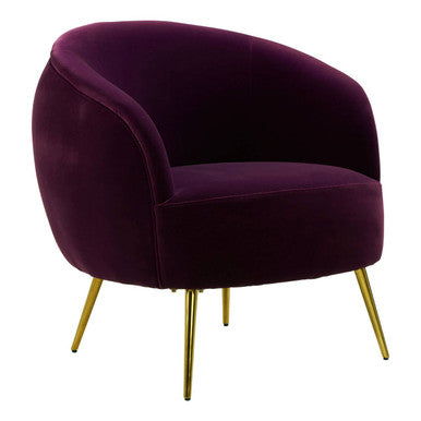 Manhattan Purple Velvet Curved Accent Chair - PN Home