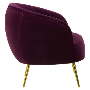 Manhattan Purple Velvet Curved Accent Chair - PN Home