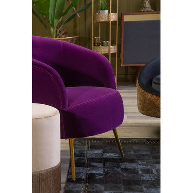Manhattan Purple Velvet Curved Accent Chair - PN Home