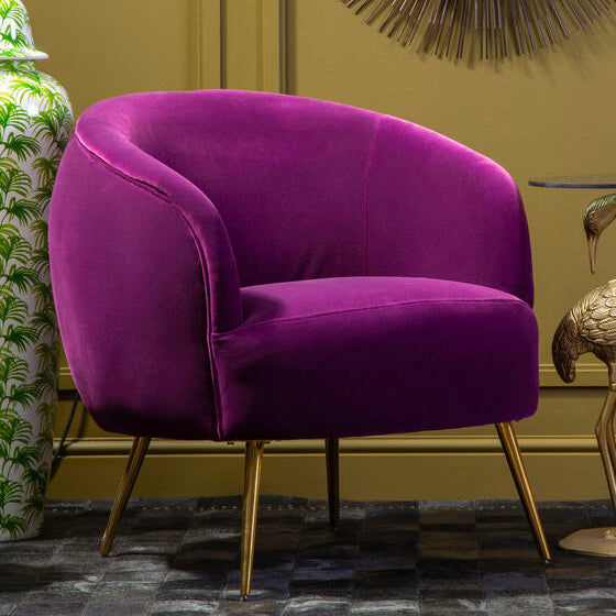 Manhattan Purple Velvet Curved Accent Chair - PN Home