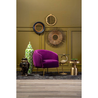 Manhattan Purple Velvet Curved Accent Chair - PN Home