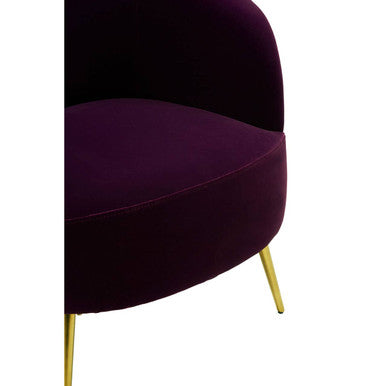 Manhattan Purple Velvet Curved Accent Chair - PN Home