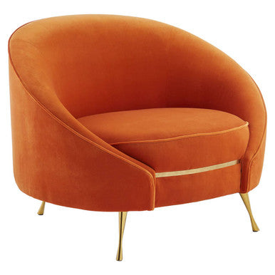 Manhattan Orange Velvet Cocoon Chair - PN Home