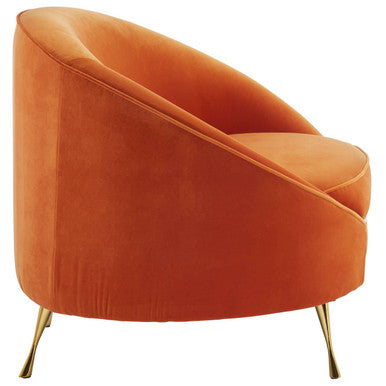Manhattan Orange Velvet Cocoon Chair - PN Home
