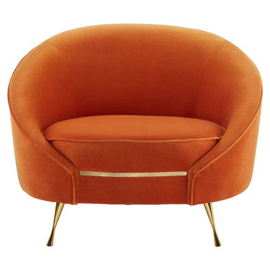 Manhattan Orange Velvet Cocoon Chair - PN Home