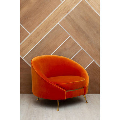 Manhattan Orange Velvet Cocoon Chair - PN Home