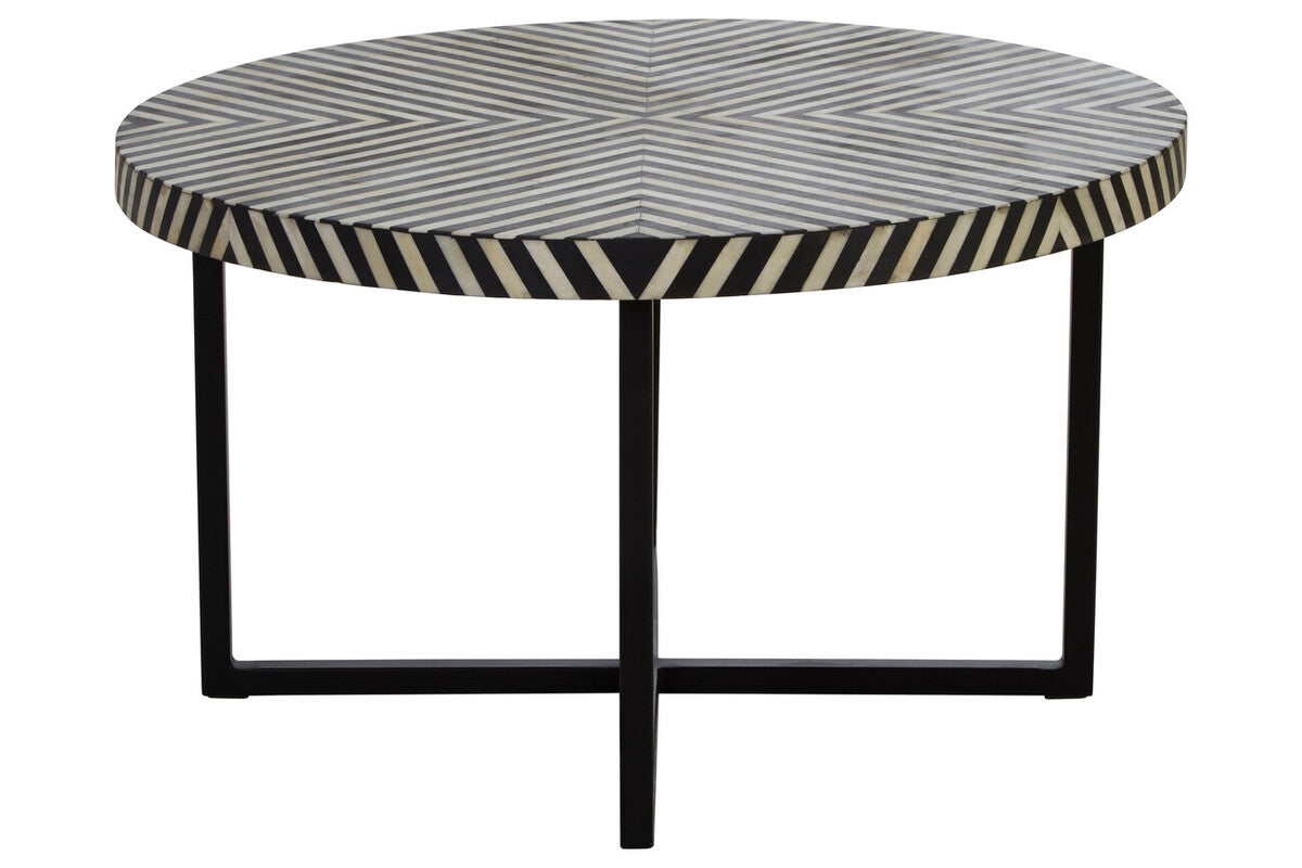 Boho Bone Inlay Coffee Table with Metal Legs - PN Home