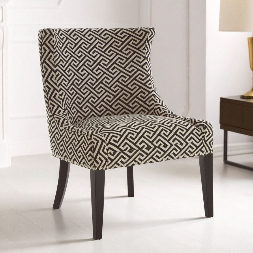 Regents Park Greek Key Design Accent Chair with Black Legs - PN Home
