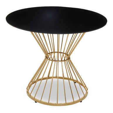 Hourglass Dining Table with Black Glass Top and Gold Base, Anzio - PN Home