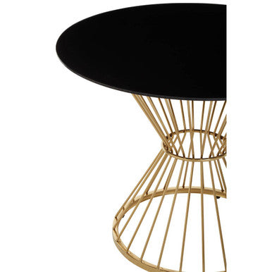 Hourglass Dining Table with Black Glass Top and Gold Base, Anzio - PN Home