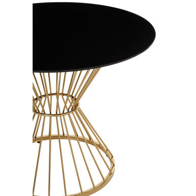 Hourglass Dining Table with Black Glass Top and Gold Base, Anzio - PN Home