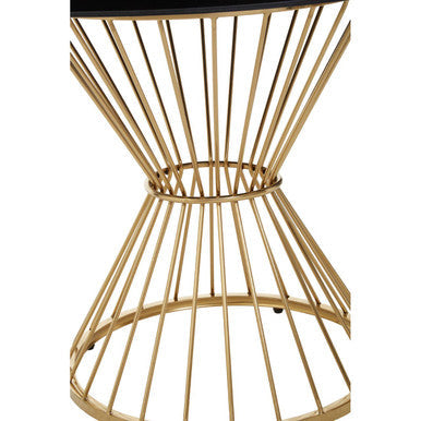 Hourglass Dining Table with Black Glass Top and Gold Base, Anzio - PN Home