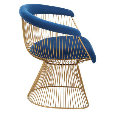 Anzio Navy Blue Velvet And Brushed Gold Chair - PN Home