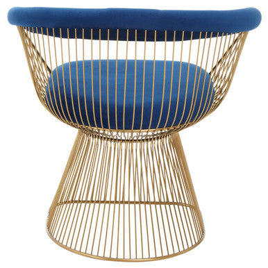 Anzio Navy Blue Velvet And Brushed Gold Chair - PN Home